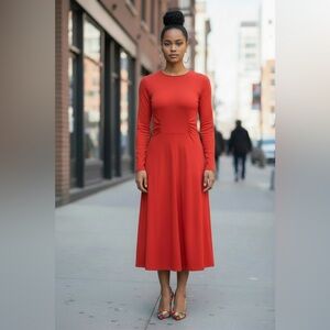 Elegant Red Long Sleeve Dress